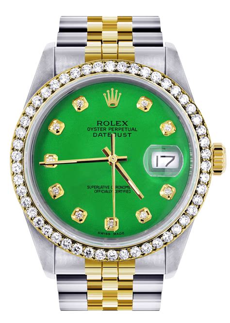 mens gold rolex green face|Rolex gold with green dial.